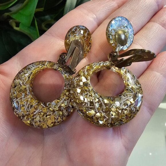 Vintage Lot of 80s/90s Geometric Clip-on Earrings - Picture 6 of 12